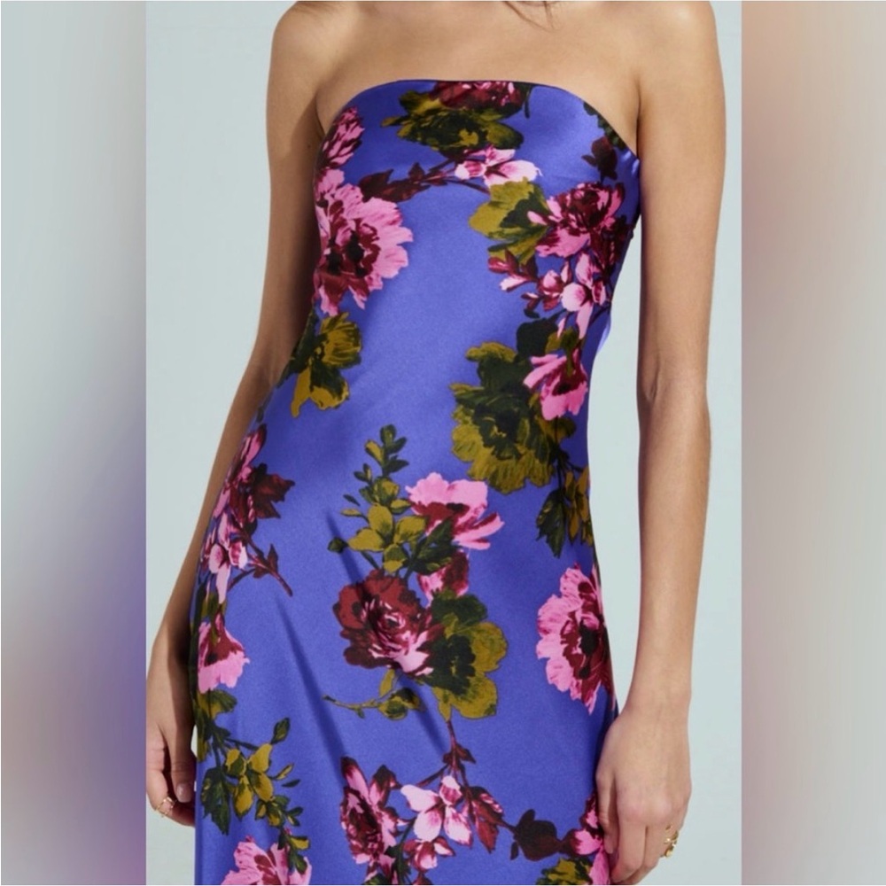 AKIRA Strapless Floral Dress - Blue and Pink - Picture 6 of 6